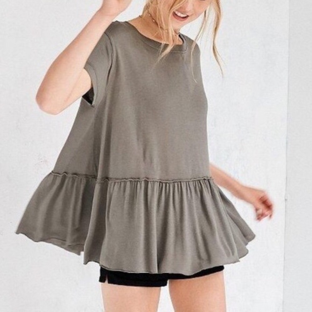 Truly Madly Deeply army green peplum tee